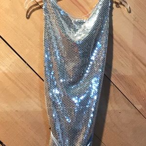 Silver sequin party dress